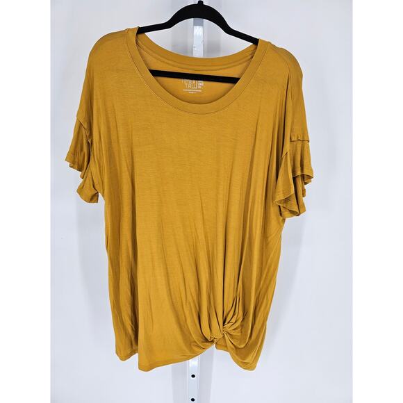 Time & Tru Women's Round Neck Short Sleeve Gold T-shirt Top Size XXL - Picture 1 of 4
